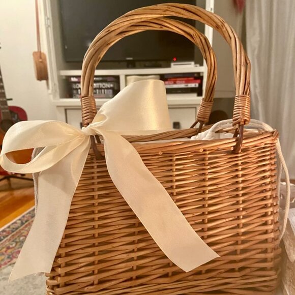 Neiman Marcus Natural Handwoven Wicker Handbag - Picture 1 of 6